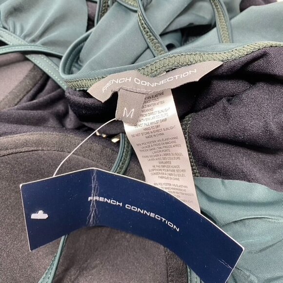 French Connection One Piece Green Ruffle Off Shoulder Swimsuit Size Med NWT B5 - Picture 5 of 10